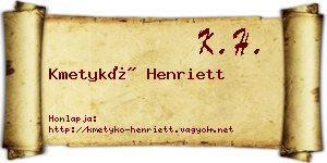 Kmetykó Henriett névjegykártya